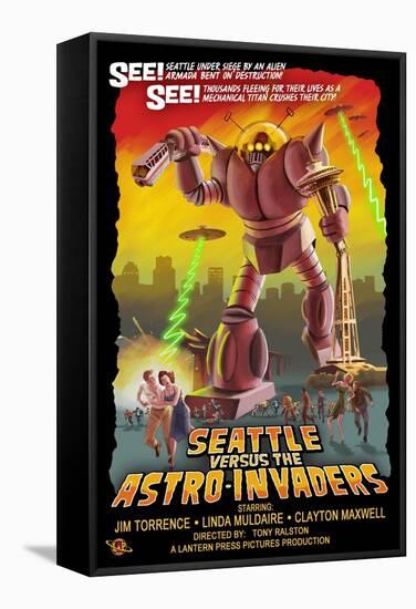 Seattle vs. Astro Invaders-Lantern Press-Framed Stretched Canvas