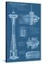 Seattle, WA, Space Needle Technical Drawing-Lantern Press-Stretched Canvas