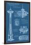 Seattle, WA, Space Needle Technical Drawing-Lantern Press-Framed Art Print