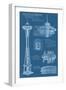 Seattle, WA, Space Needle Technical Drawing-Lantern Press-Framed Art Print