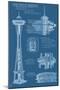 Seattle, WA, Space Needle Technical Drawing-Lantern Press-Mounted Art Print