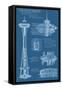 Seattle, WA, Space Needle Technical Drawing-Lantern Press-Framed Stretched Canvas