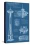 Seattle, WA, Space Needle Technical Drawing-Lantern Press-Stretched Canvas