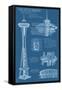 Seattle, WA, Space Needle Technical Drawing-Lantern Press-Framed Stretched Canvas