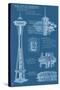 Seattle, WA, Space Needle Technical Drawing-Lantern Press-Stretched Canvas