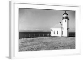 Seattle, WA View of Alki Beach Lighthouse Photograph - Seattle, WA-Lantern Press-Framed Art Print