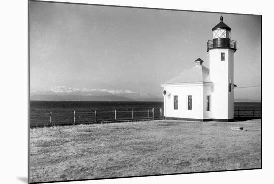 Seattle, WA View of Alki Beach Lighthouse Photograph - Seattle, WA-Lantern Press-Mounted Art Print