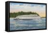 Seattle, WA - View of Kalakala Ferry on Puget Sound-Lantern Press-Framed Stretched Canvas