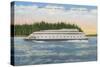 Seattle, WA - View of Kalakala Ferry on Puget Sound-Lantern Press-Stretched Canvas