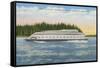 Seattle, WA - View of Kalakala Ferry on Puget Sound-Lantern Press-Framed Stretched Canvas