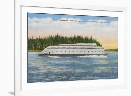 Seattle, WA - View of Kalakala Ferry on Puget Sound-Lantern Press-Framed Premium Giclee Print