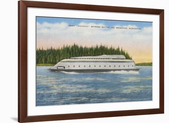 Seattle, WA - View of Kalakala Ferry on Puget Sound-Lantern Press-Framed Premium Giclee Print