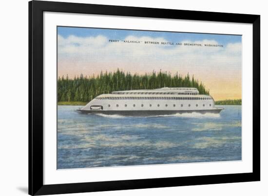 Seattle, WA - View of Kalakala Ferry on Puget Sound-Lantern Press-Framed Premium Giclee Print