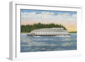 Seattle, WA - View of Kalakala Ferry on Puget Sound-Lantern Press-Framed Art Print