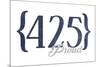 Seattle, Washington - 425 Area Code (Blue)-Lantern Press-Mounted Art Print