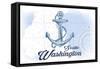 Seattle, Washington - Anchor - Blue - Coastal Icon-Lantern Press-Framed Stretched Canvas