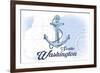 Seattle, Washington - Anchor - Blue - Coastal Icon-Lantern Press-Framed Art Print