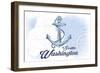 Seattle, Washington - Anchor - Blue - Coastal Icon-Lantern Press-Framed Art Print
