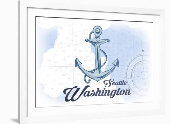 Seattle, Washington - Anchor - Blue - Coastal Icon-Lantern Press-Framed Premium Giclee Print