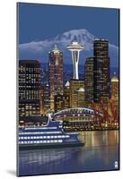 Seattle, Washington At Night - Image Only-null-Mounted Poster
