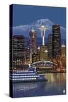 Seattle, Washington at Night - Image Only-Lantern Press-Stretched Canvas
