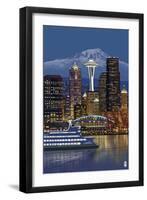 Seattle, Washington at Night - Image Only-Lantern Press-Framed Art Print