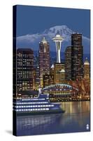 Seattle, Washington at Night - Image Only-Lantern Press-Stretched Canvas