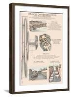 Seattle, Washington, Ballard Locks Technical Drawing-Lantern Press-Framed Art Print