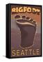 Seattle, Washington Bigfoot Footprint-Lantern Press-Framed Stretched Canvas