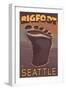 Seattle, Washington Bigfoot Footprint-Lantern Press-Framed Art Print