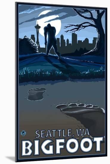 Seattle, Washington Bigfoot-Lantern Press-Mounted Art Print