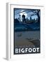 Seattle, Washington Bigfoot-Lantern Press-Framed Art Print