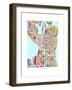 Seattle Washington City Street Map-Michael Tompsett-Framed Art Print