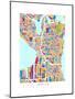 Seattle Washington City Street Map-Michael Tompsett-Mounted Art Print