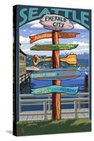 Seattle, Washington - Destination Signs-Lantern Press-Stretched Canvas