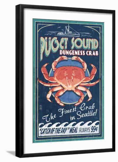 Seattle, Washington - Dungeness Crab-Lantern Press-Framed Art Print