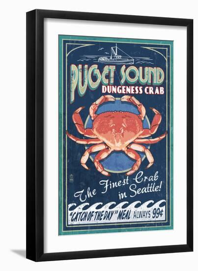 Seattle, Washington - Dungeness Crab-Lantern Press-Framed Art Print