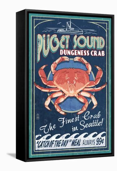 Seattle, Washington - Dungeness Crab-Lantern Press-Framed Stretched Canvas