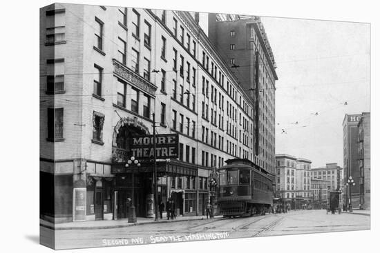 Seattle, Washington - Exterior View of Moore Theatre, Second Ave-Lantern Press-Stretched Canvas