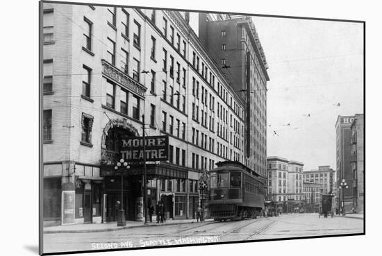 Seattle, Washington - Exterior View of Moore Theatre, Second Ave-Lantern Press-Mounted Art Print