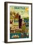 Seattle, Washington - Geometric - Lantern Press Artwork-Lantern Press-Framed Art Print