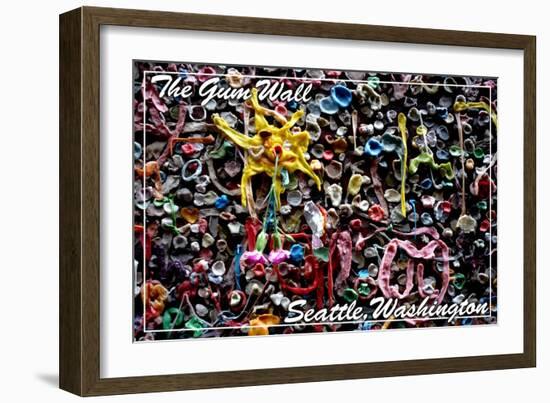 Seattle, Washington - Gum Wall on Post Alley-Lantern Press-Framed Art Print