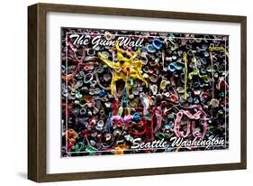 Seattle, Washington - Gum Wall on Post Alley-Lantern Press-Framed Art Print