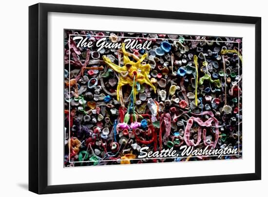 Seattle, Washington - Gum Wall on Post Alley-Lantern Press-Framed Art Print