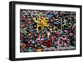 Seattle, Washington - Gum Wall on Post Alley-Lantern Press-Framed Art Print