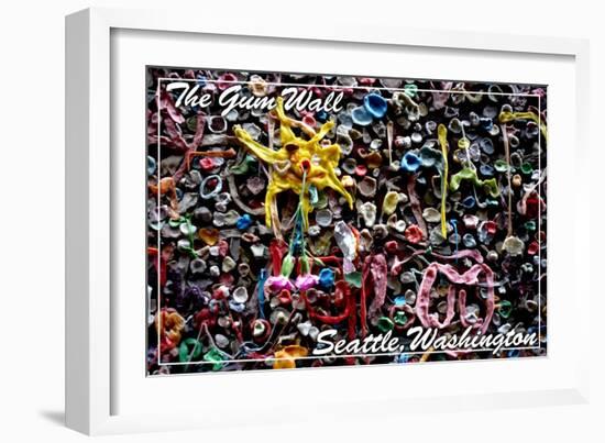 Seattle, Washington - Gum Wall on Post Alley-Lantern Press-Framed Art Print