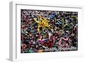 Seattle, Washington - Gum Wall on Post Alley-Lantern Press-Framed Art Print