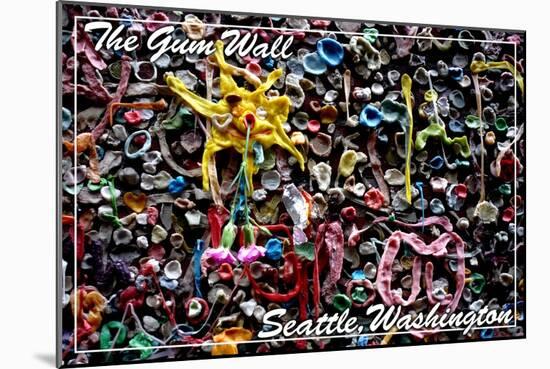 Seattle, Washington - Gum Wall on Post Alley-Lantern Press-Mounted Art Print