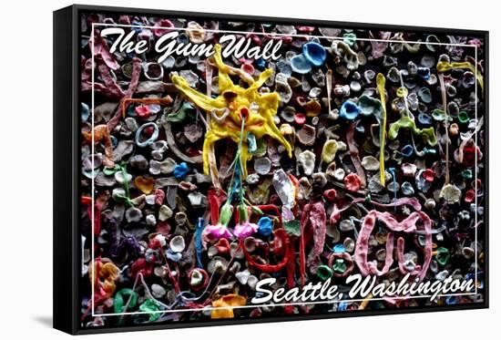 Seattle, Washington - Gum Wall on Post Alley-Lantern Press-Framed Stretched Canvas