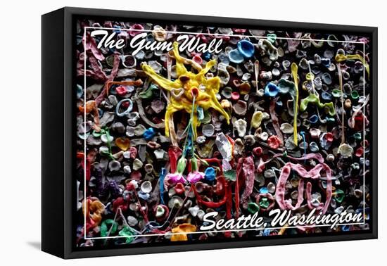 Seattle, Washington - Gum Wall on Post Alley-Lantern Press-Framed Stretched Canvas